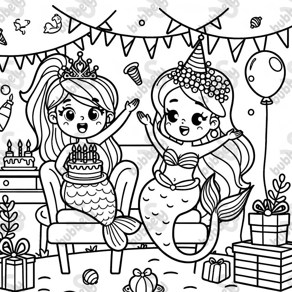 eine prinzessin feiert geburtstag mit einer meerjungfrau