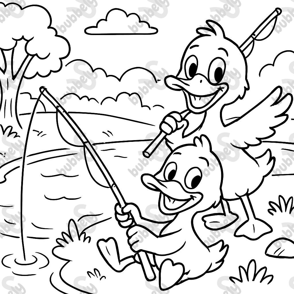 Deux canards à la pêche