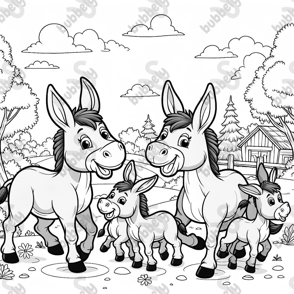 A donkey family