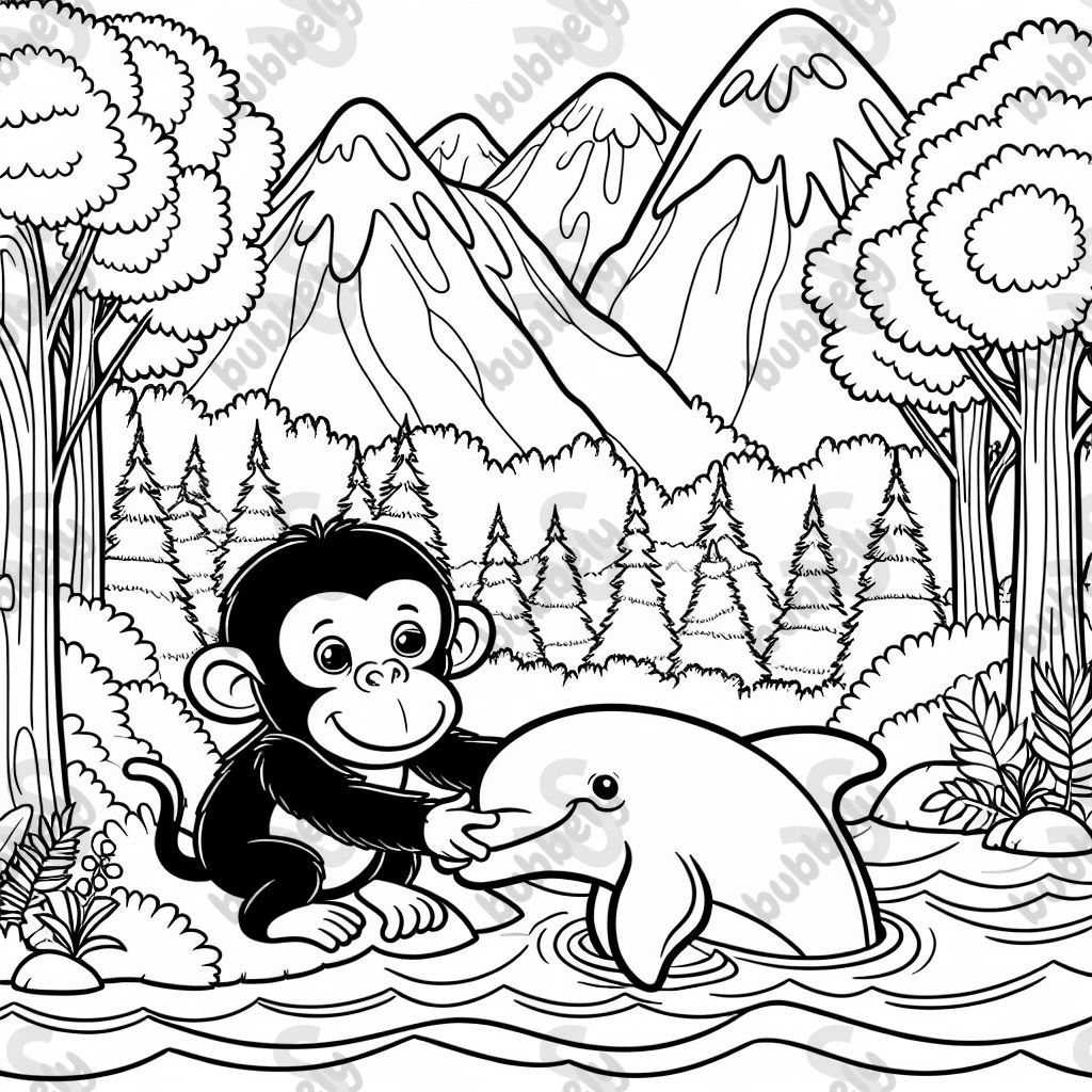 Mother chimp rescues dolphin in mountain tree