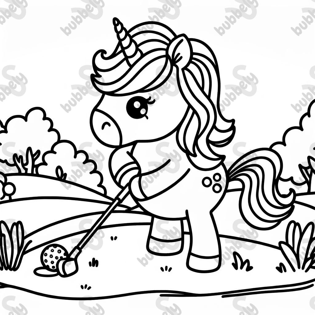 unicorn playing golf