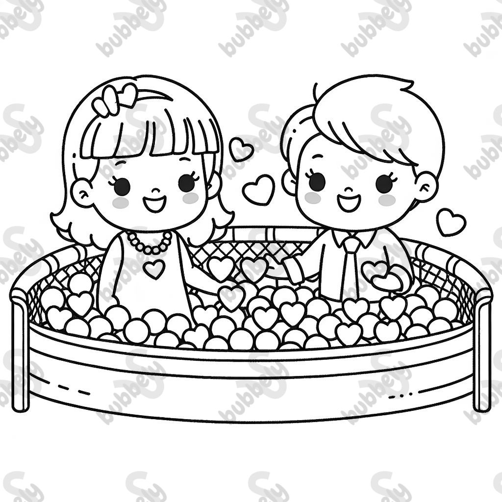 Two kids in a ball pits Valentine's day