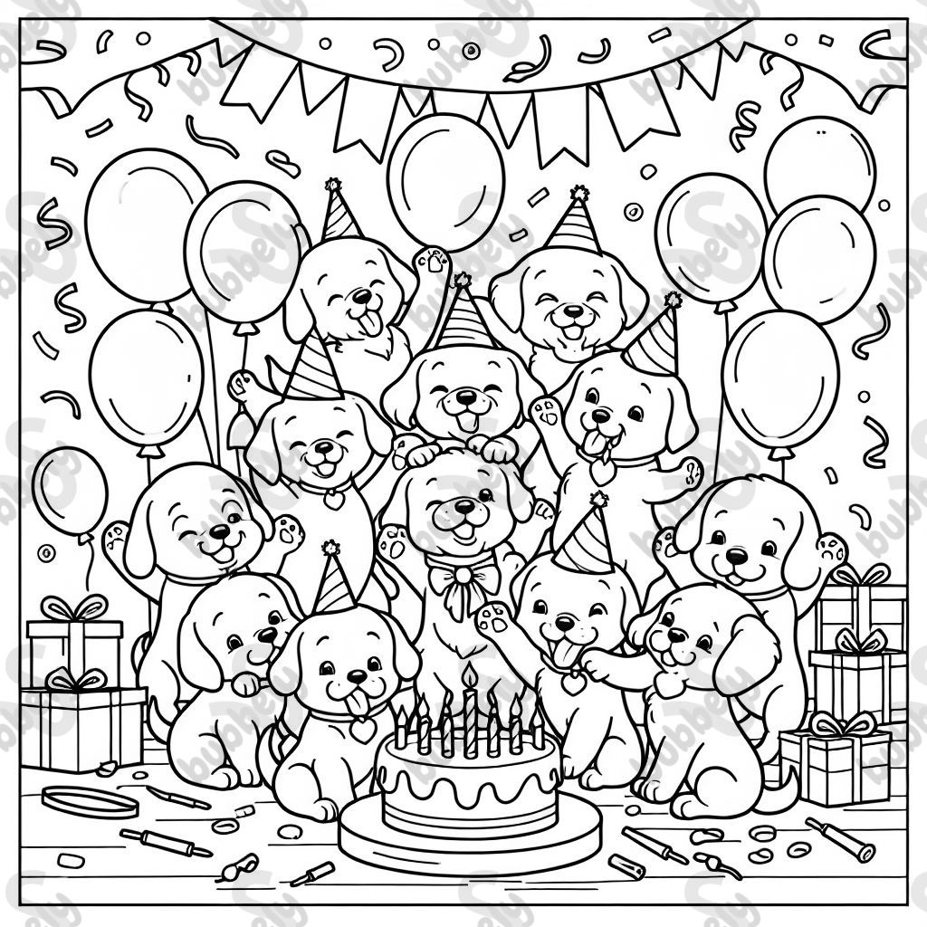 puppies at a birthday party