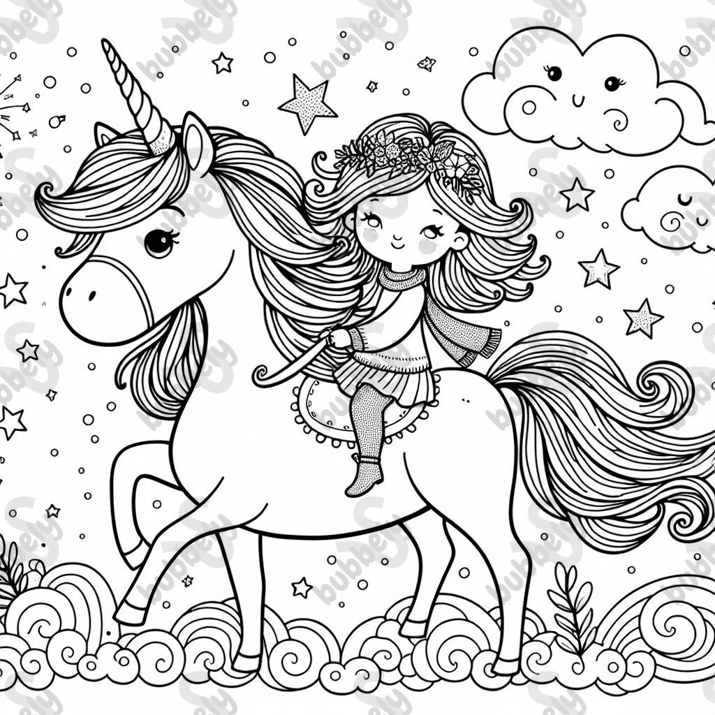 little girl on a unicorn