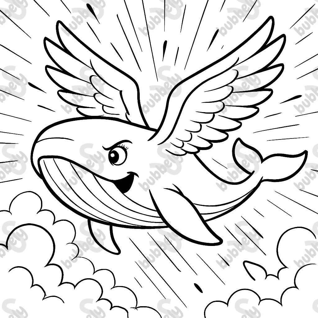 a whale with wings