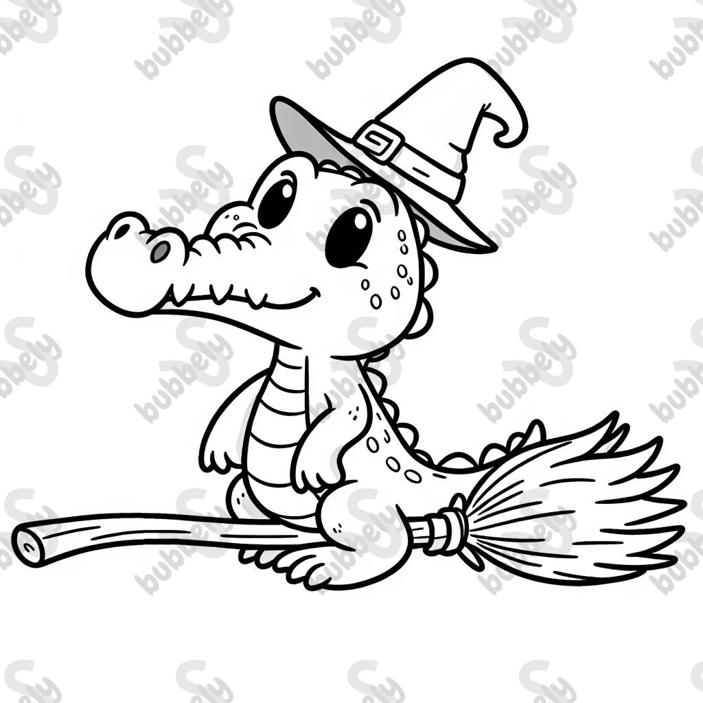 Crocodile on a witch broom