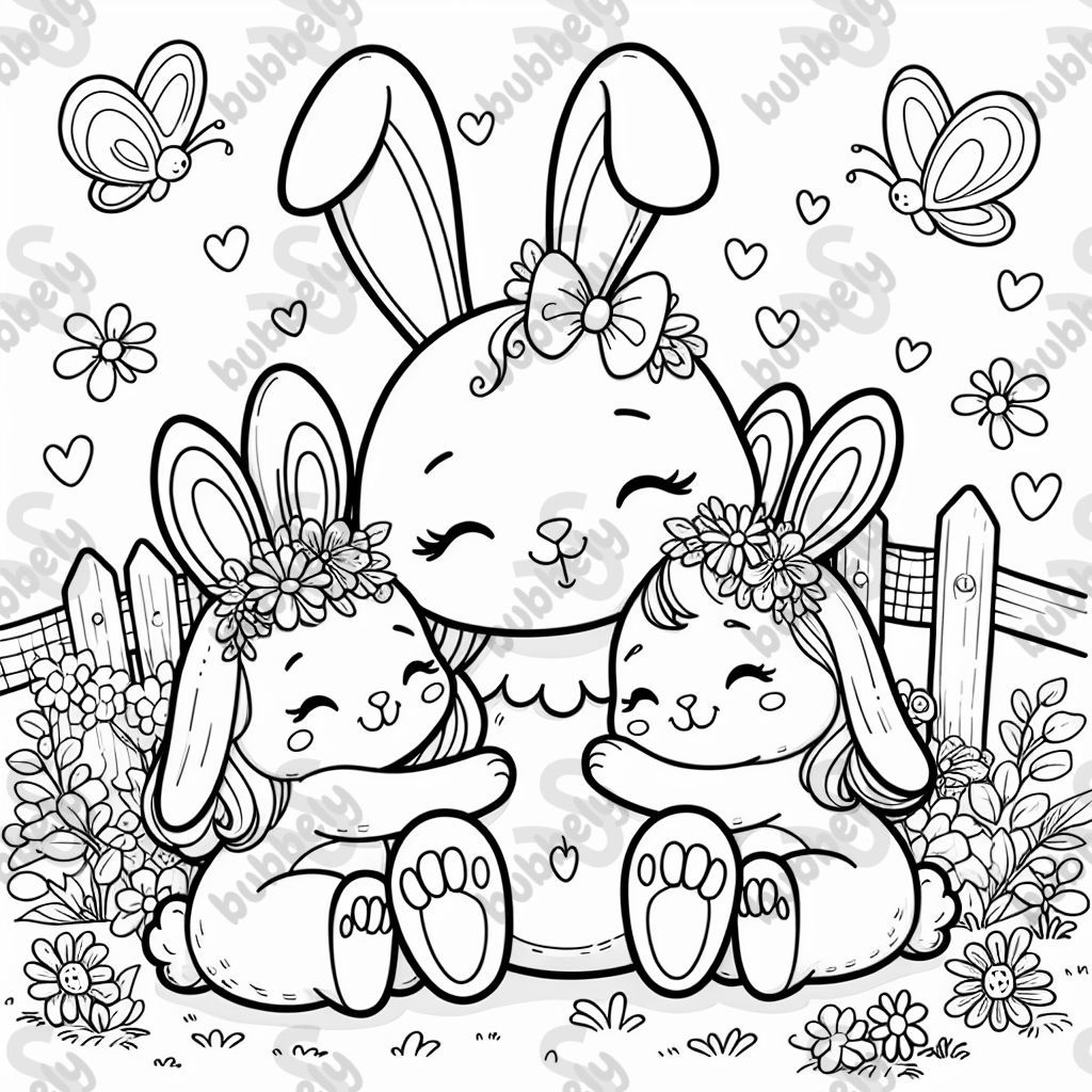 Mama osterhase kuschelt mit 2 mädchen osterhasen Mama osterhase kuschelt mit 2 mädchen osterhasen