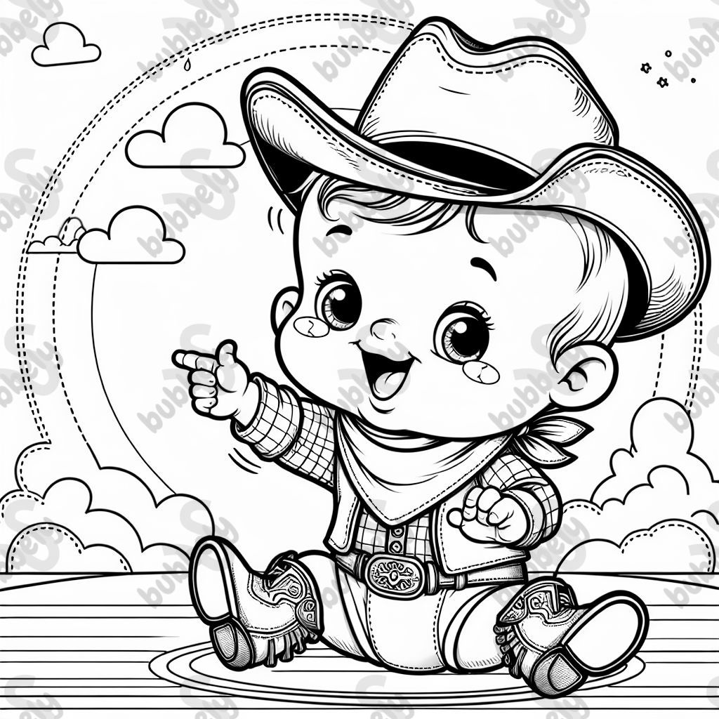 A baby wearing a cowboy hat