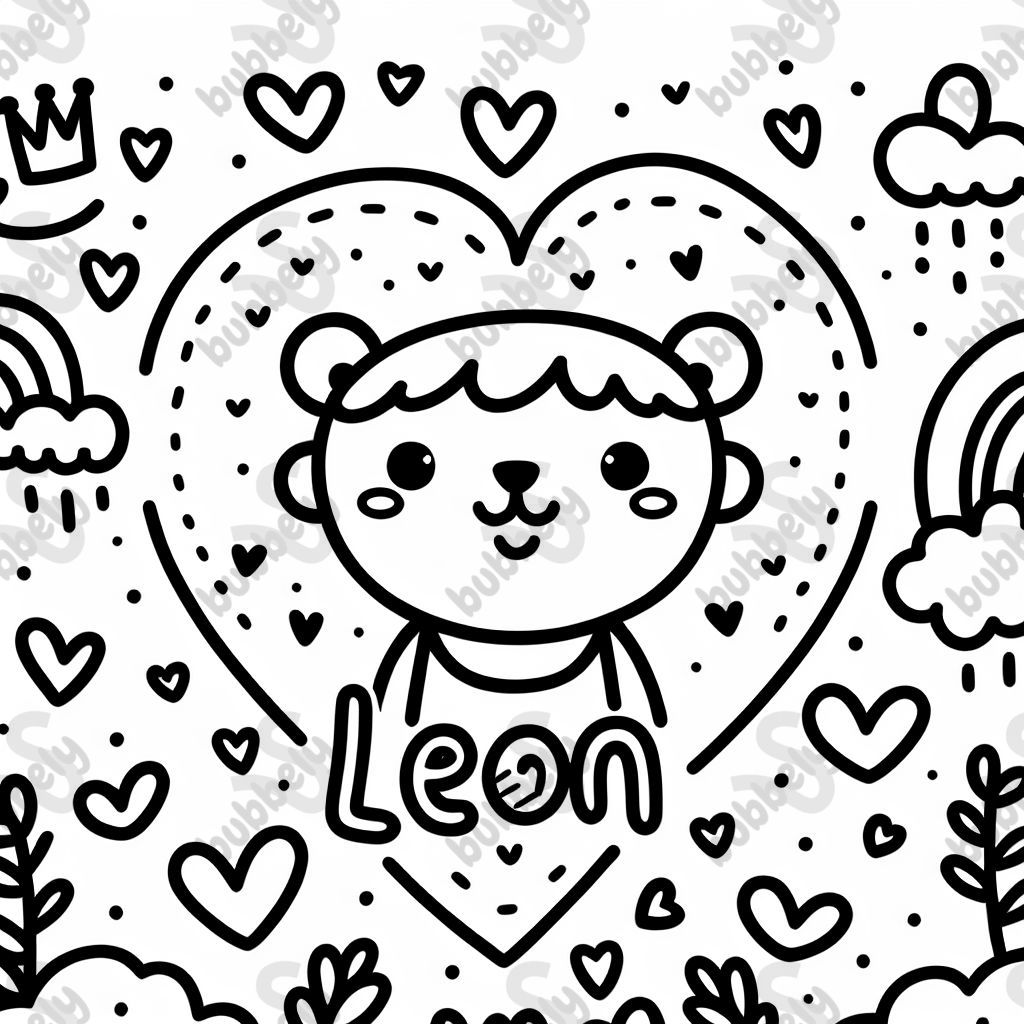 Hearts with the word LEON