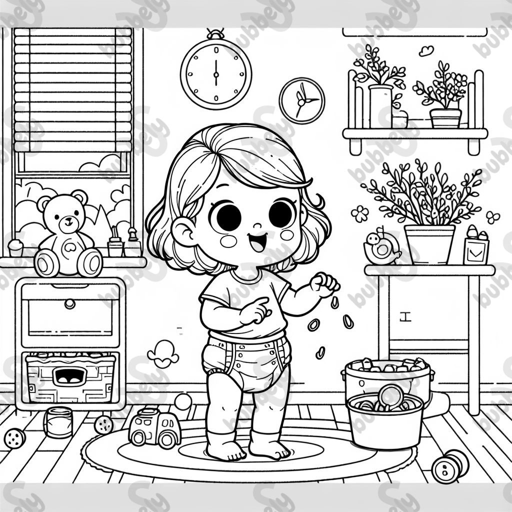 A girl wearing a diaper.