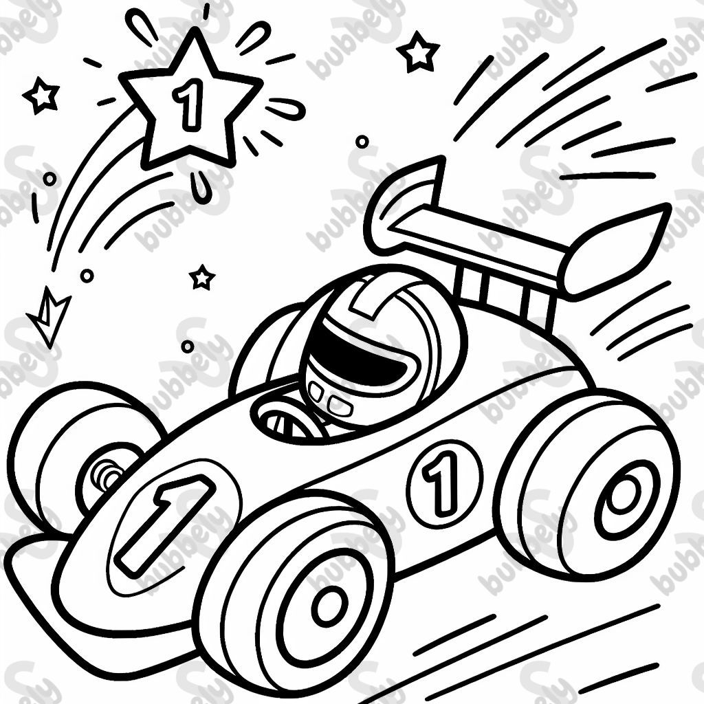 Rennauto mit der Nummer 1 vorne