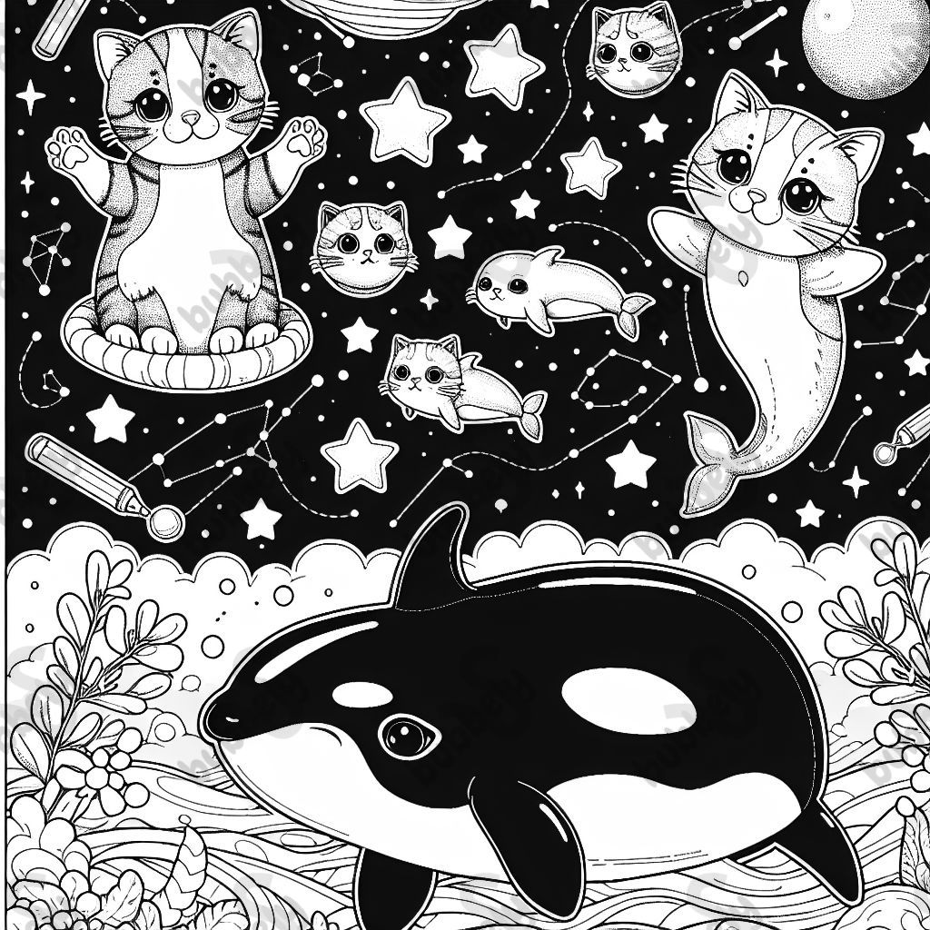 Kittens in space with Orcas