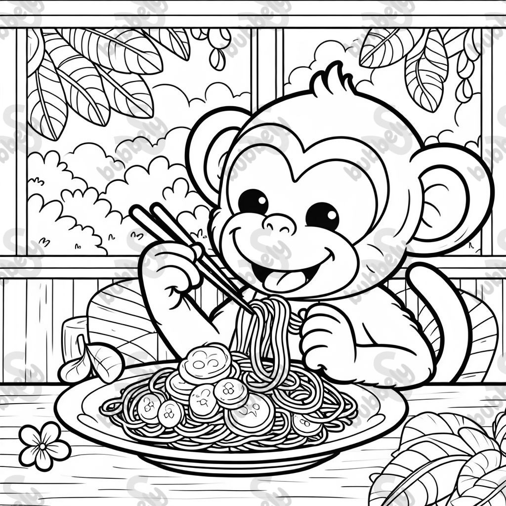 monkey eating pad thai