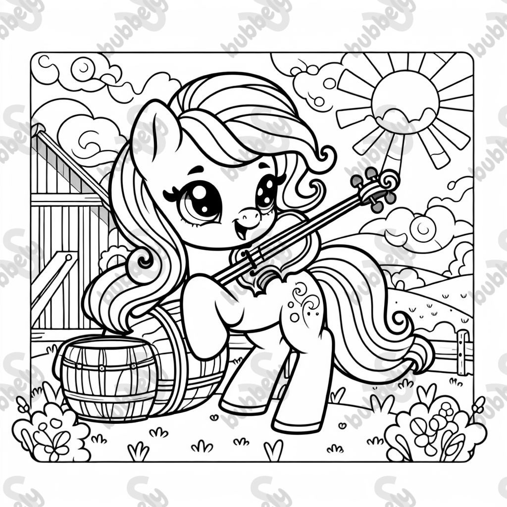 Un poney qui joue de la musique.