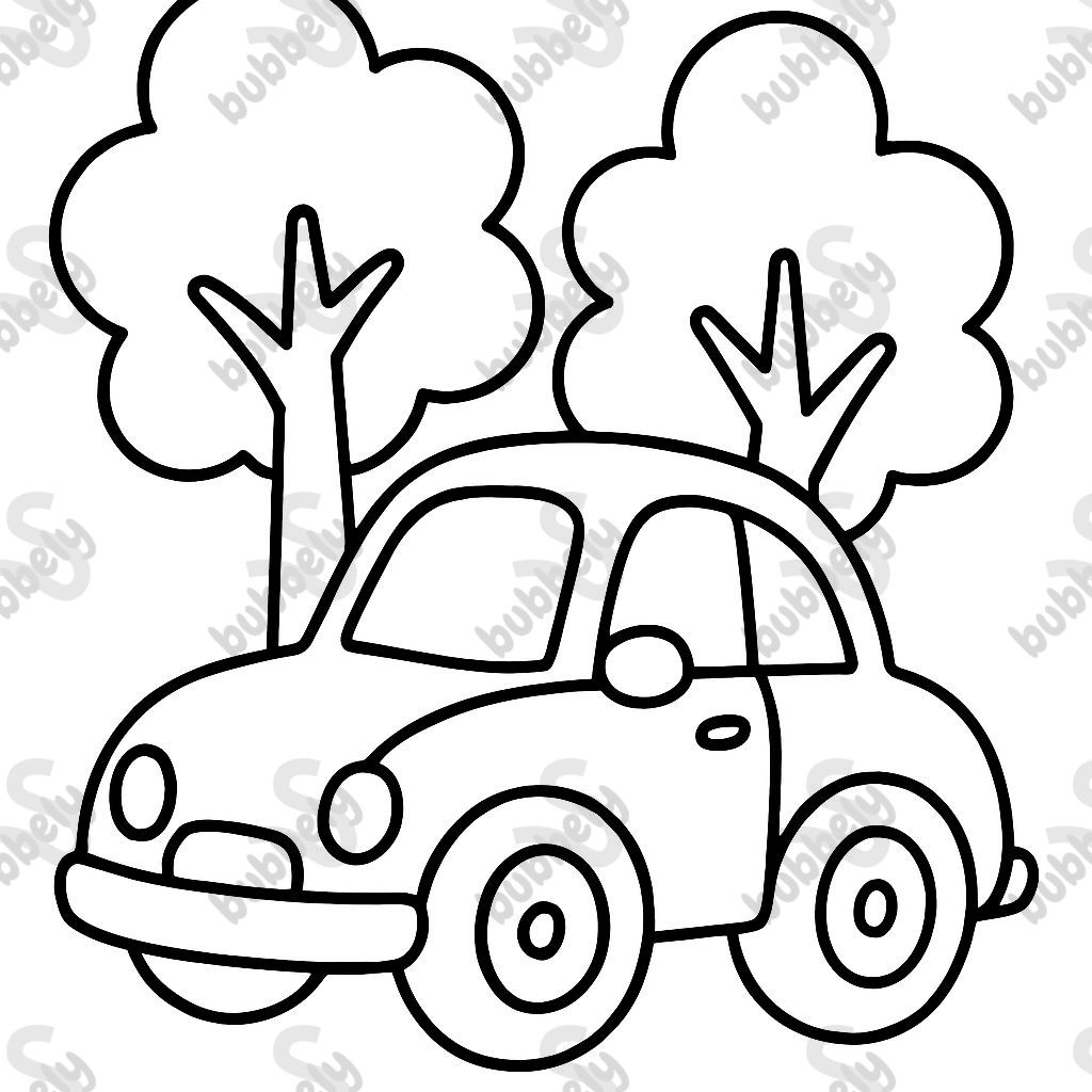 Voiture devant des arbres