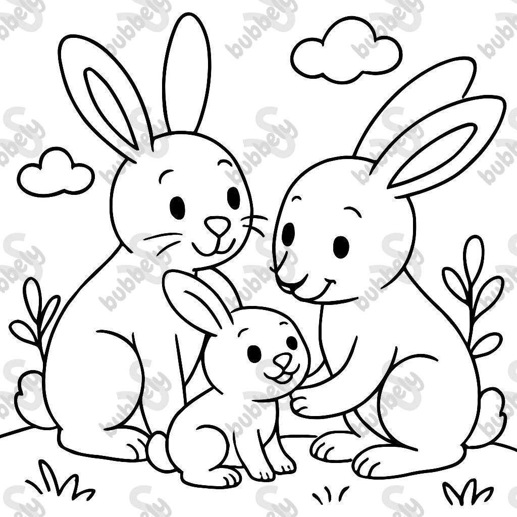 famille de lapins avec un bébé lapin