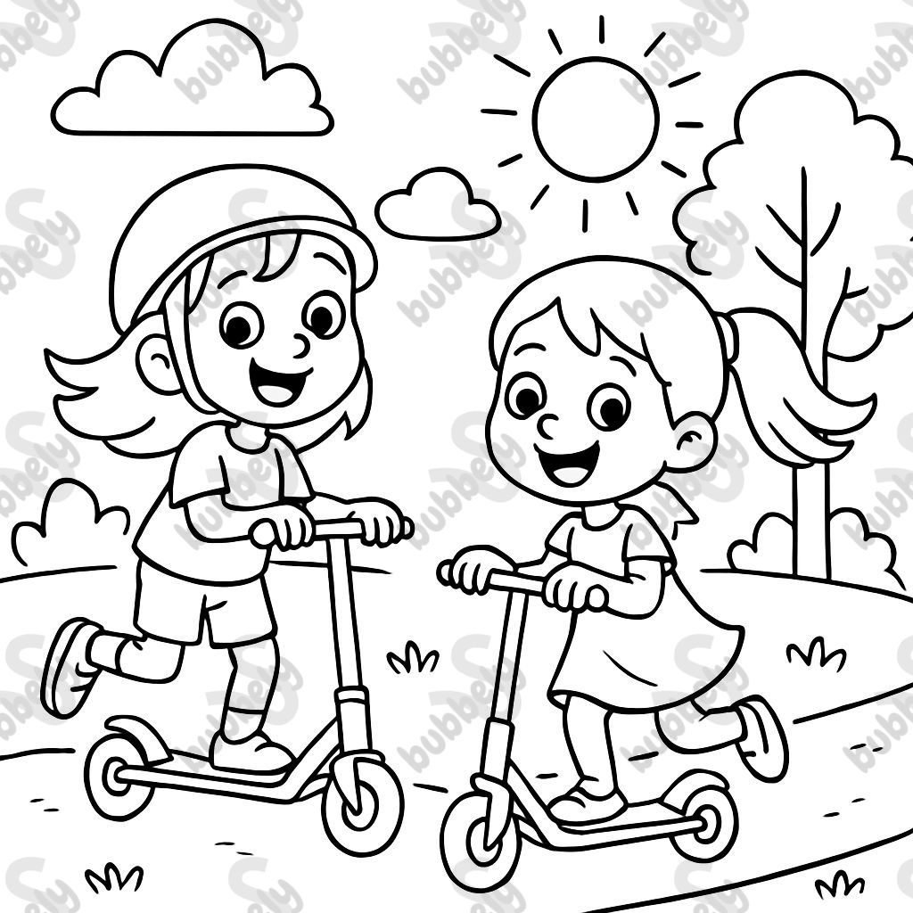 2 girls on scooters