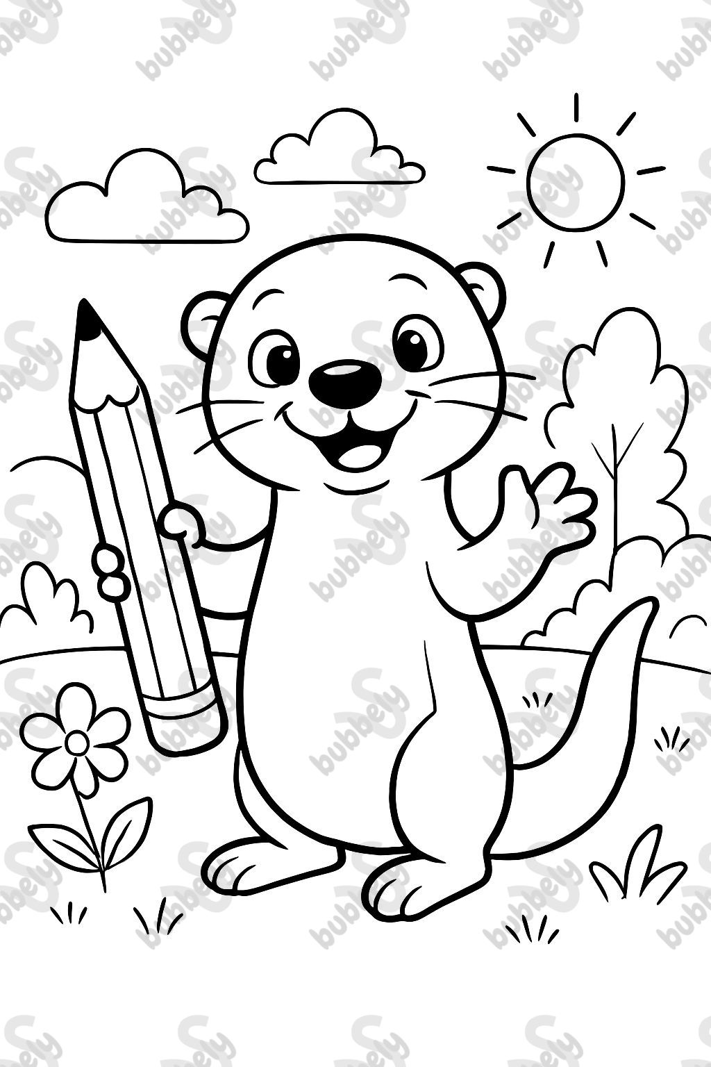 otter with pen