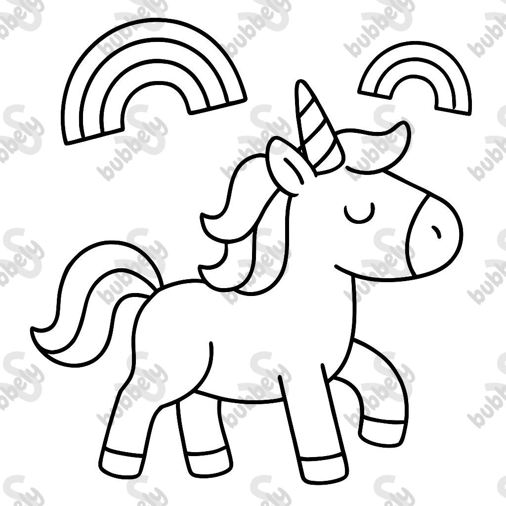 une licorne avec des arcs-en-ciel