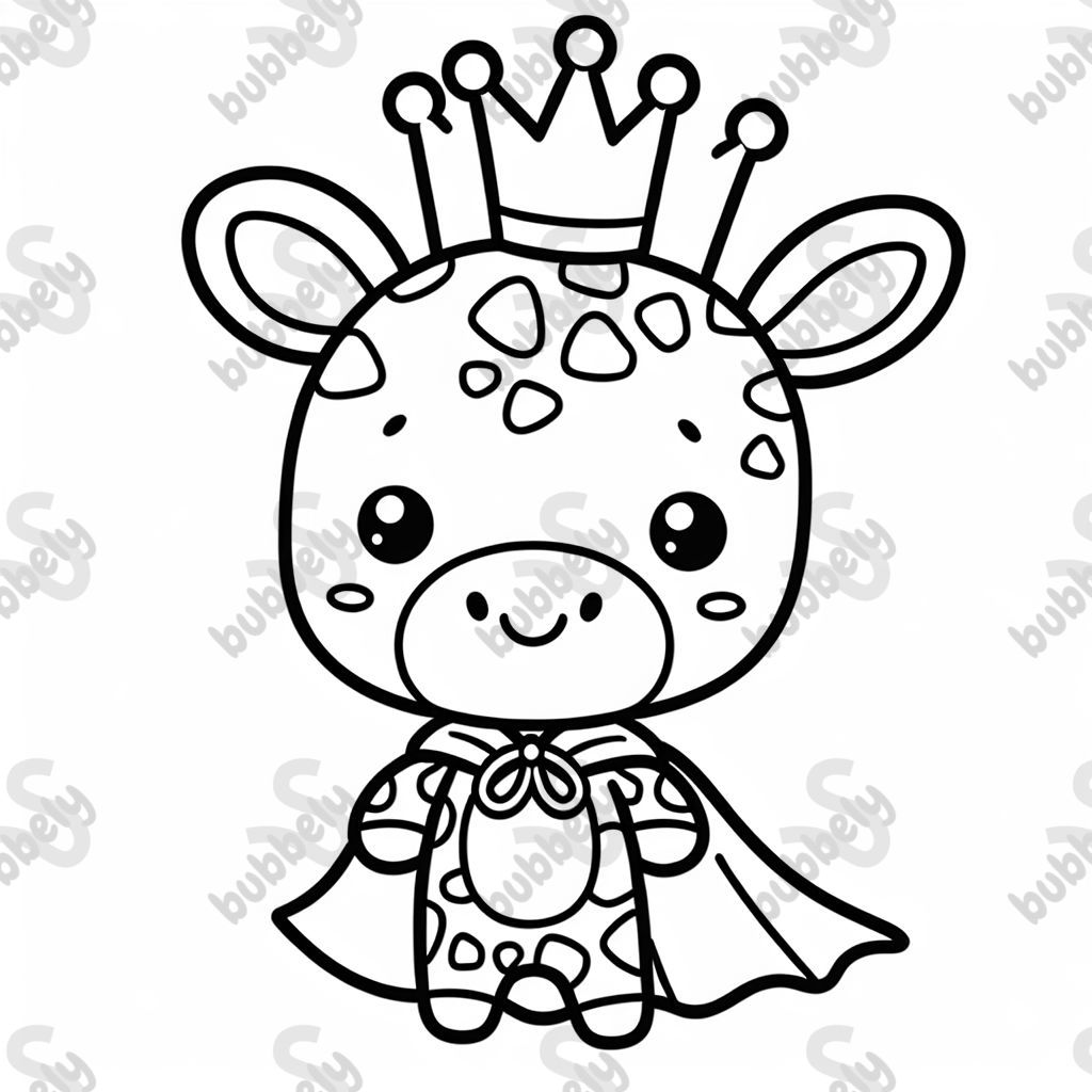 Une girafe super-héroïne portant une couronne. Une girafe super-héroïne portant une couronne.