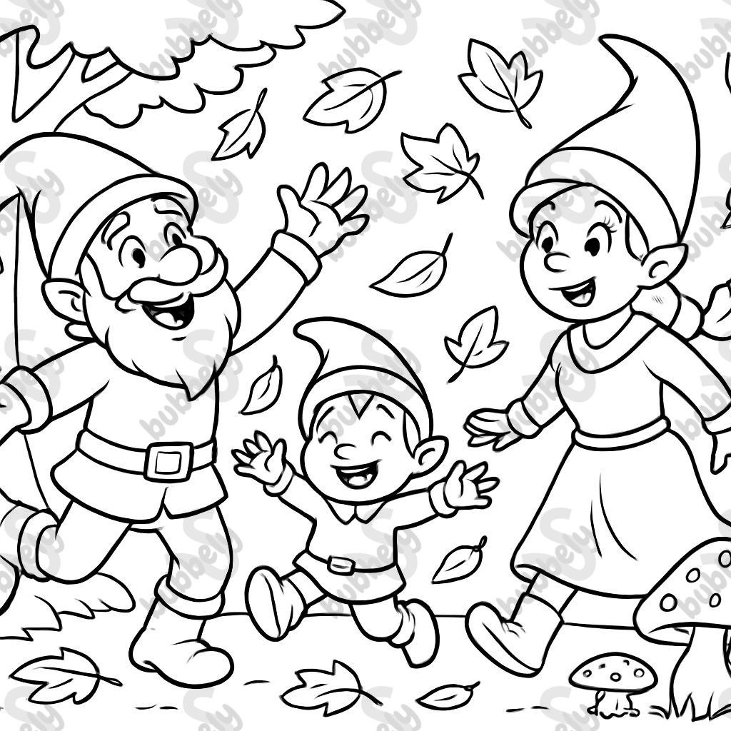 petite famille de gnomes en automne