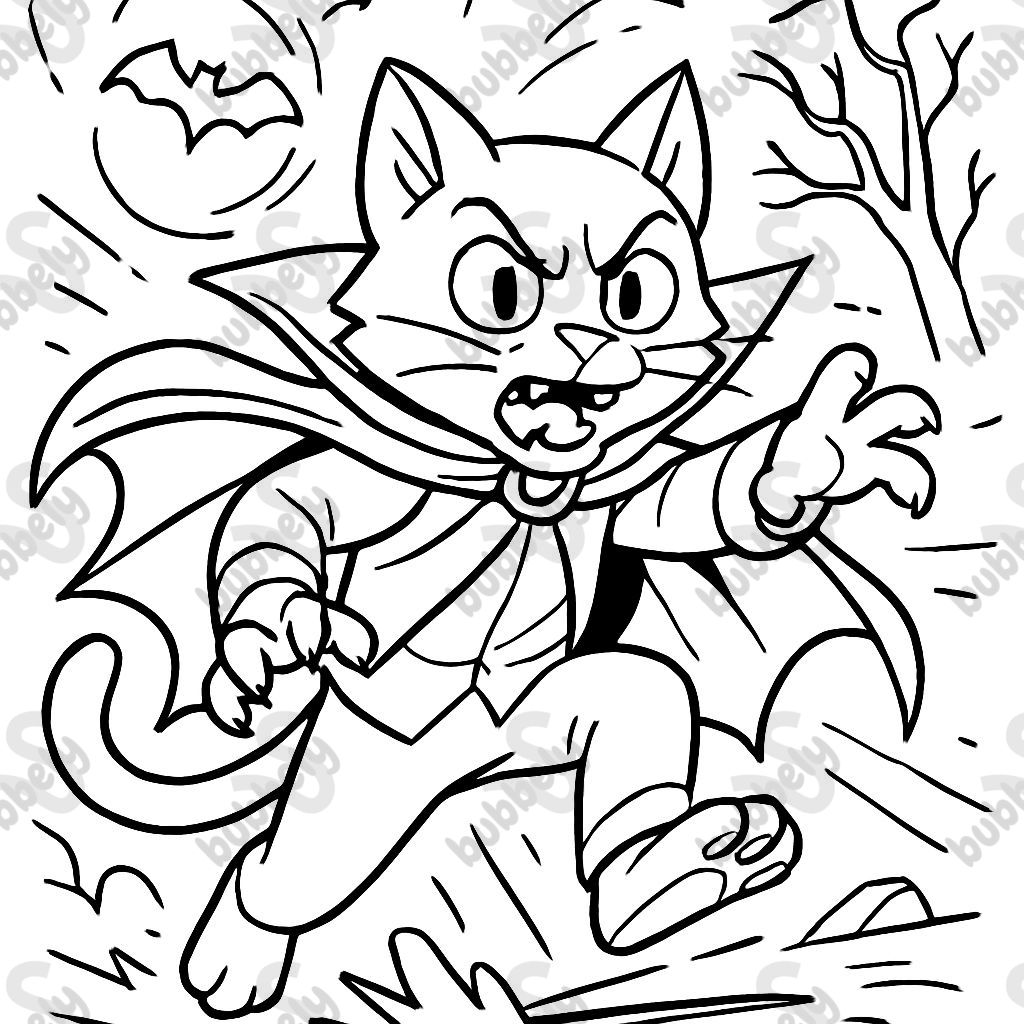 A cat with a spooky outfit on.