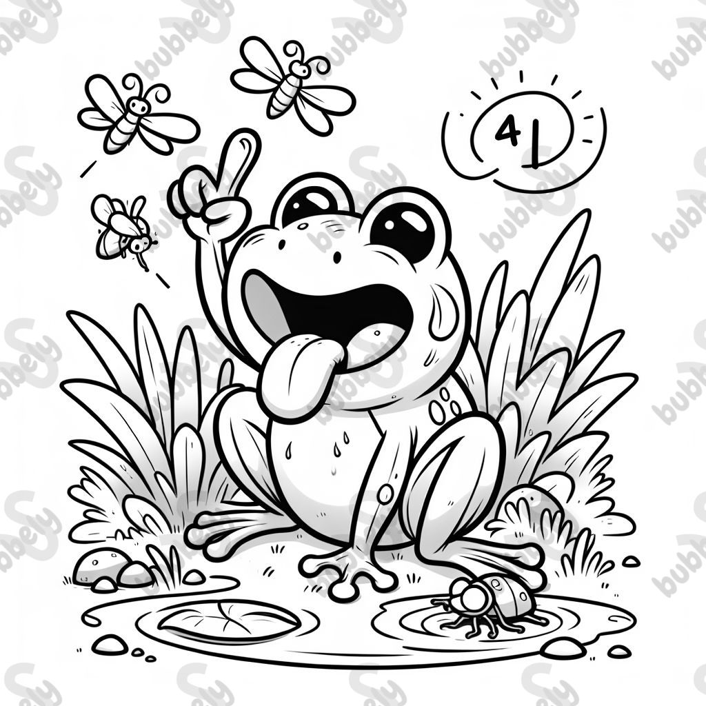 cute frog catching bugs on their tongue