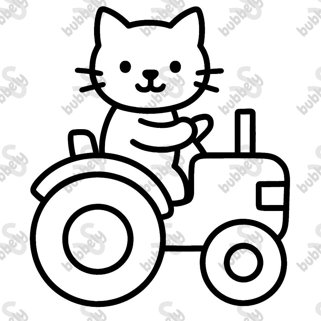 un chat conduisant un tracteur