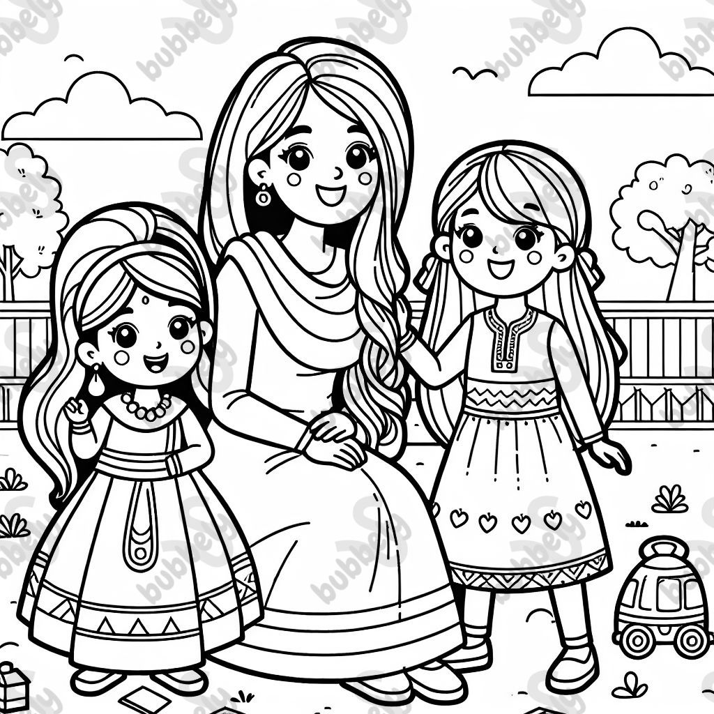 une mère avec deux filles