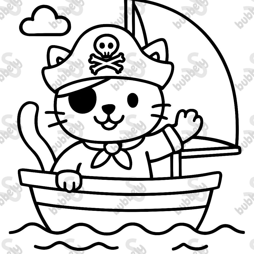 A cat that is dressed like a pirate on a boat.