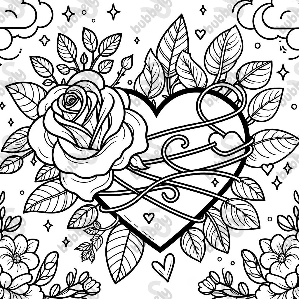 un cœur avec une rose