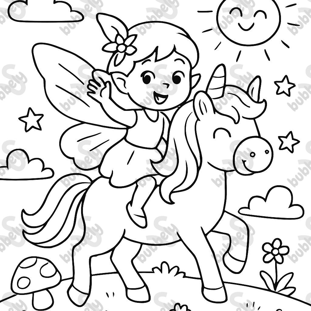 a fairy riding a unicorn