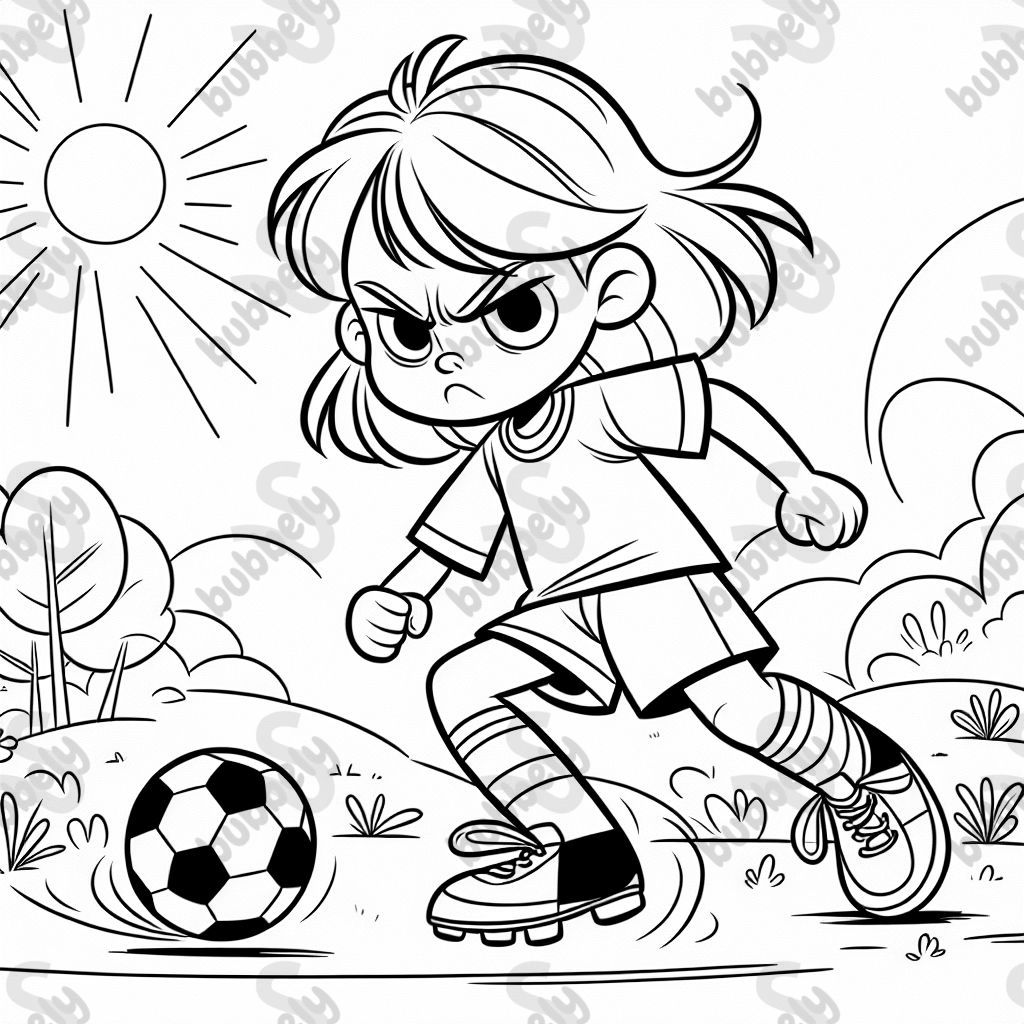 angry girl playing soccer fighting