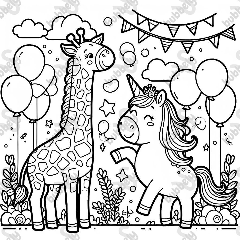 Giraffe and unicorn party