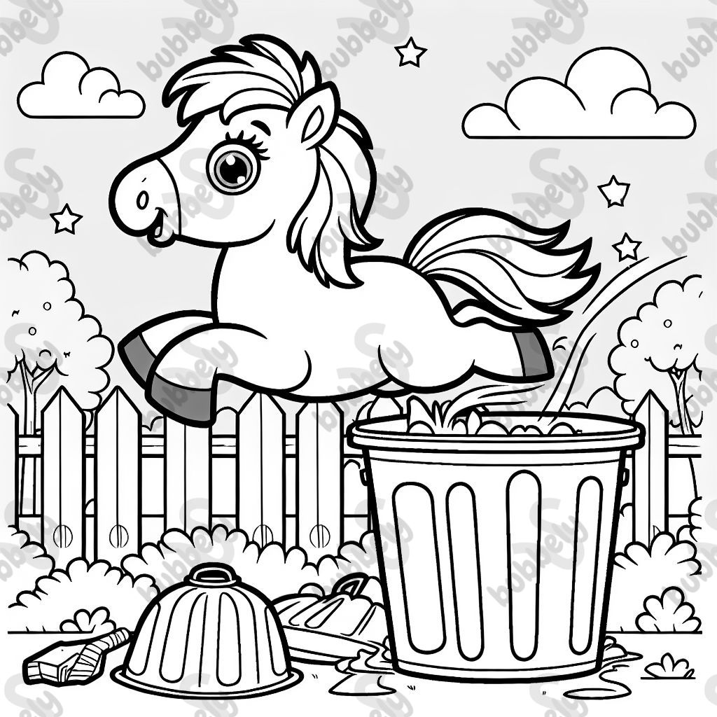 ein Pferd wo über eine Mülltonne springt