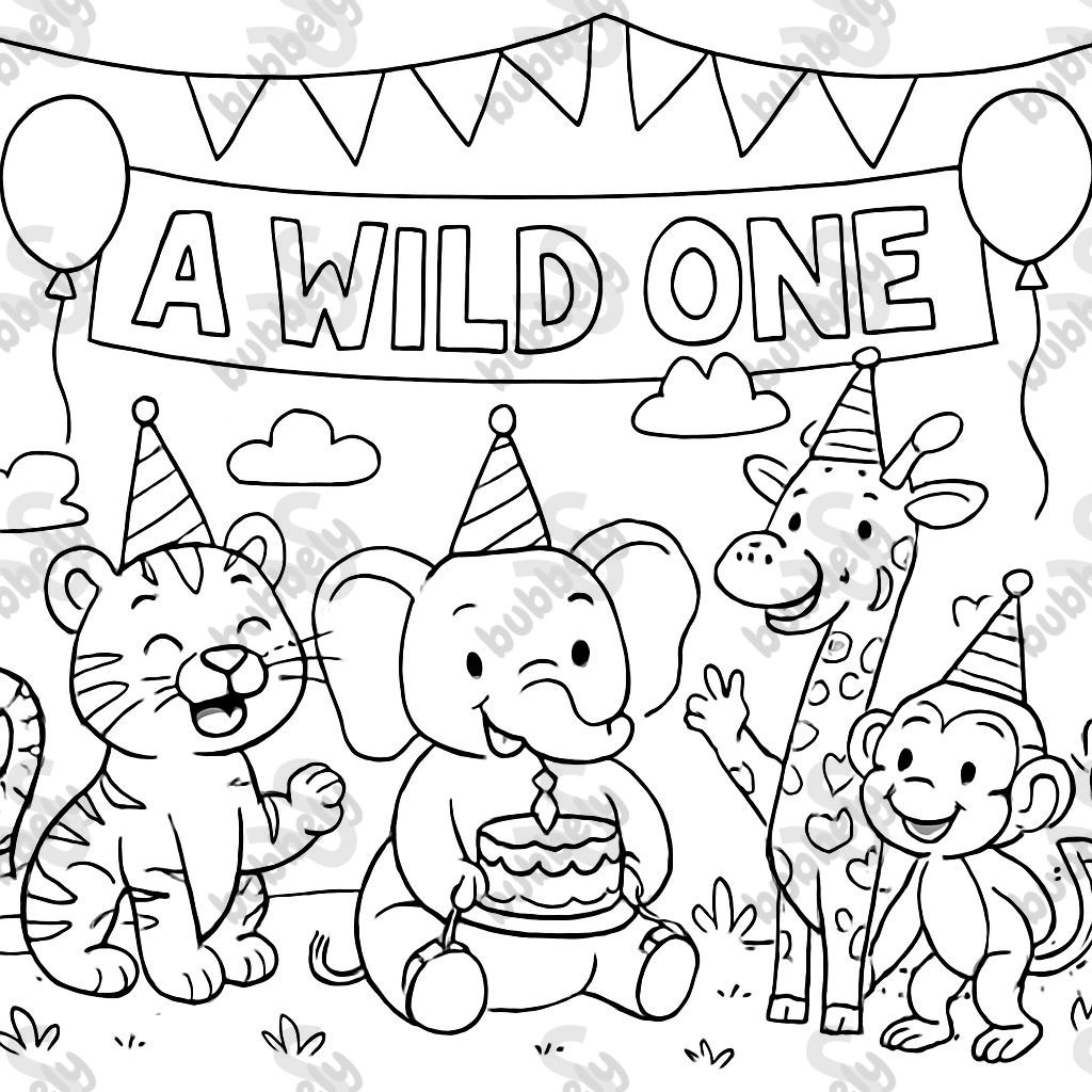 Animals gathered for 'A Wild ONE' themed birthday party.
