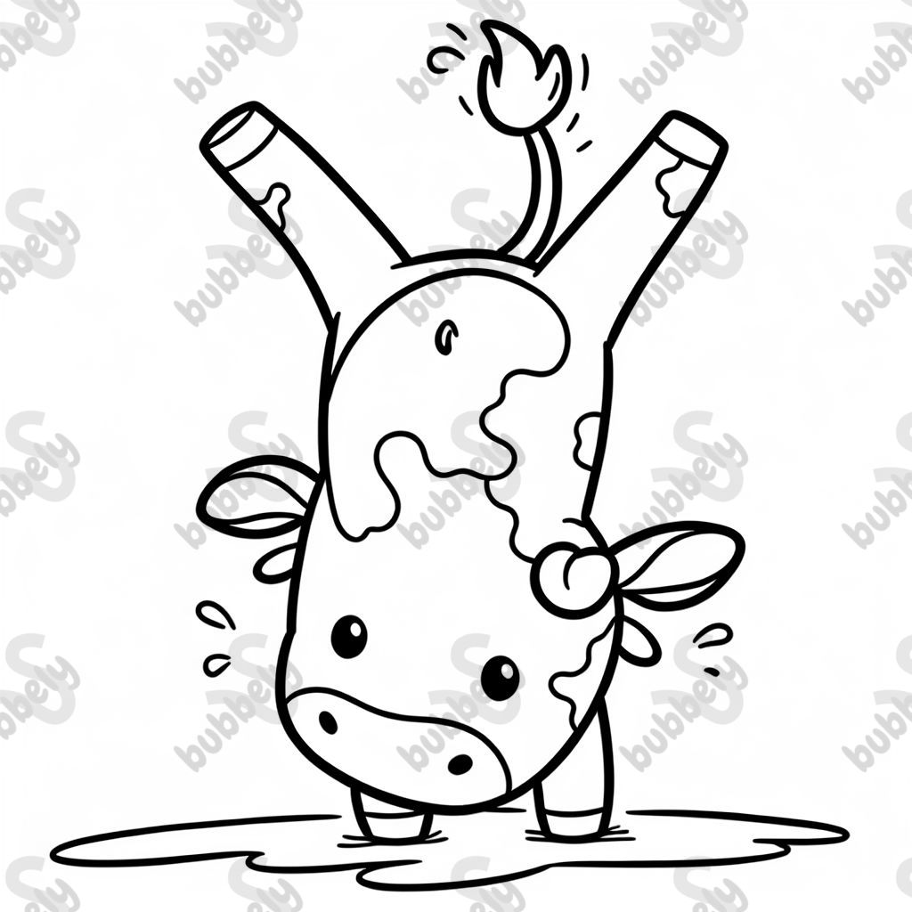 Une vache faisant un poirier