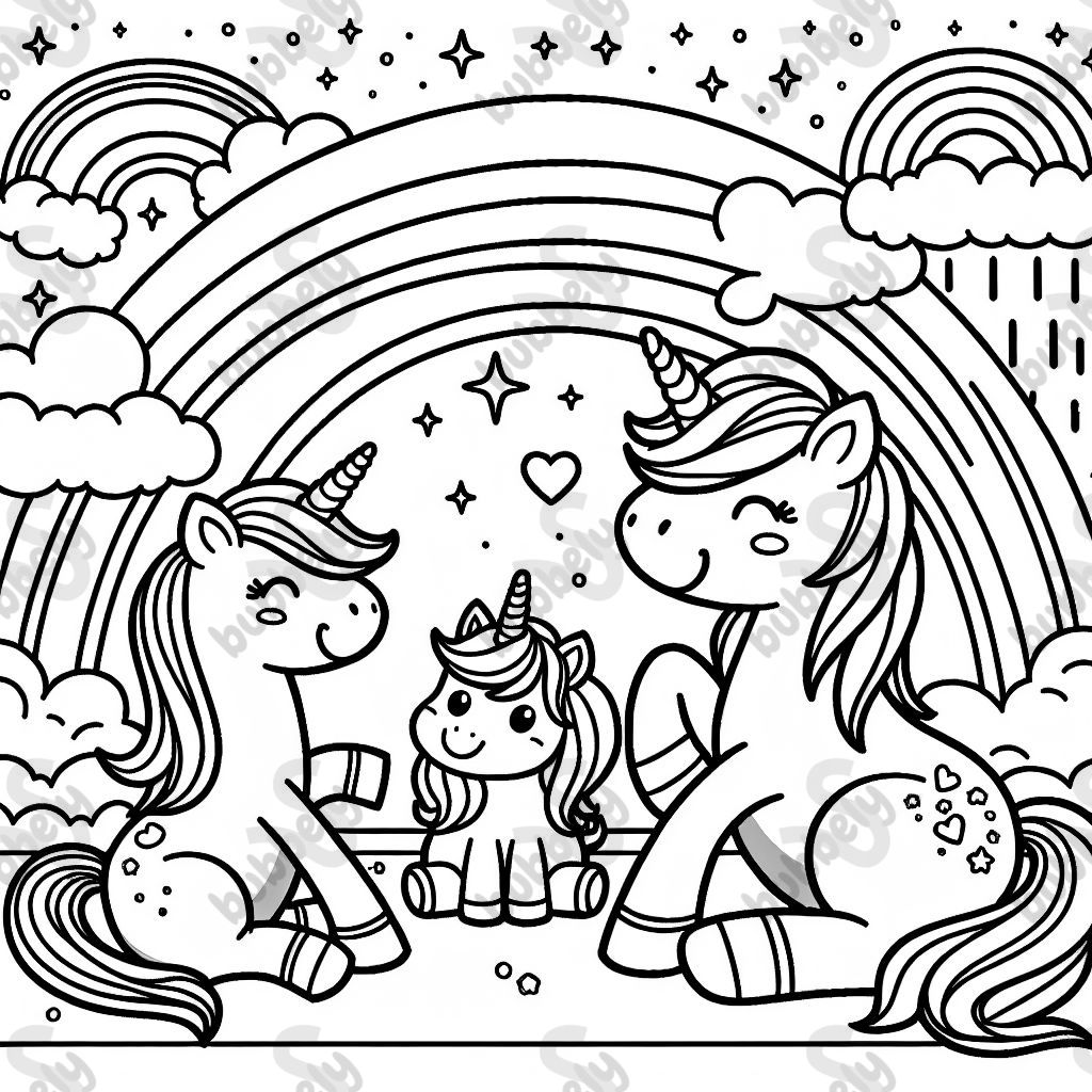 Unicorns with Rainbow