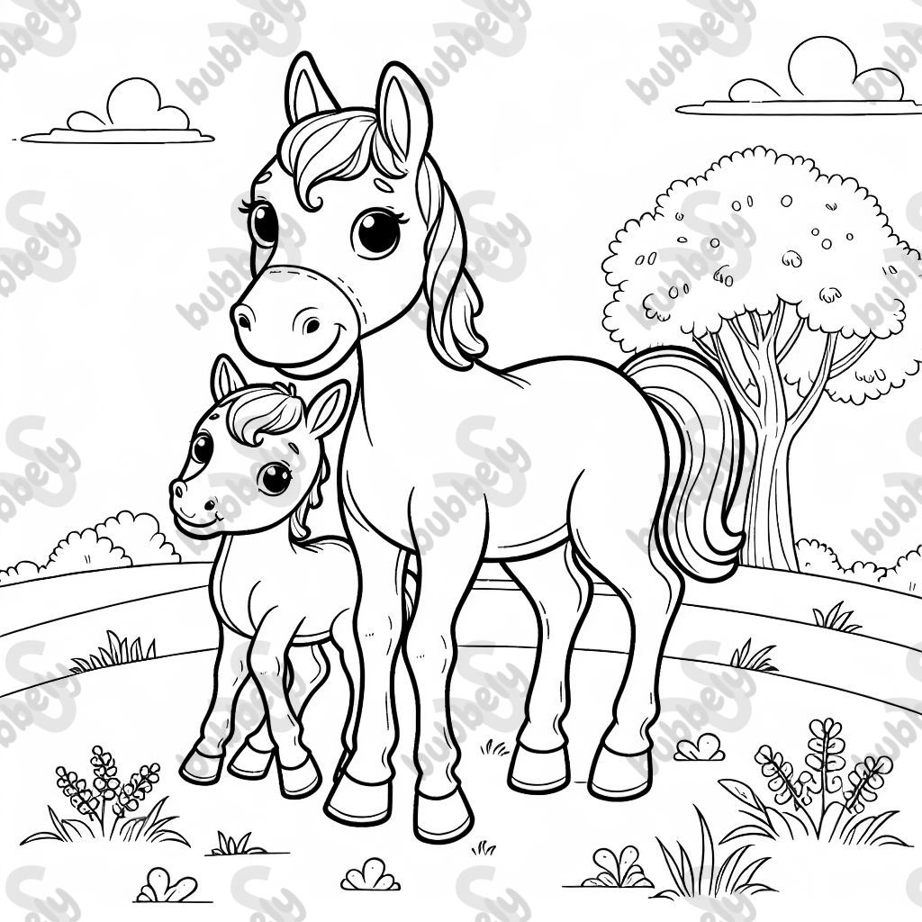 Ein Pferd mit fohlen