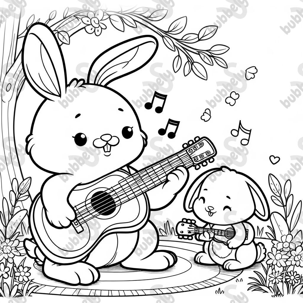 bunny playing a guitar