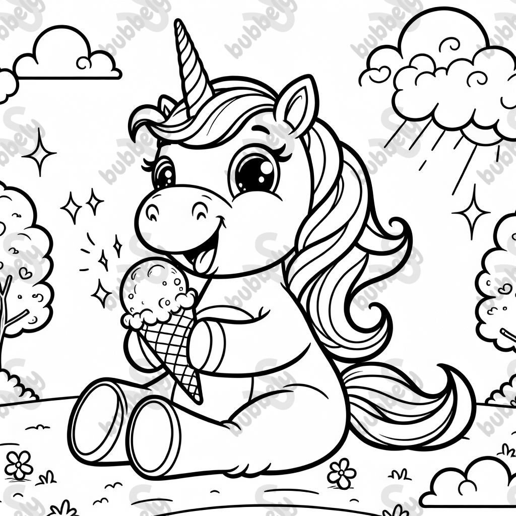 unicorn eating an icecream