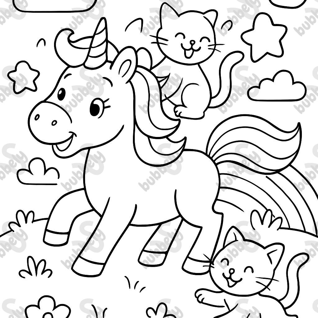 Unicorn with kittens