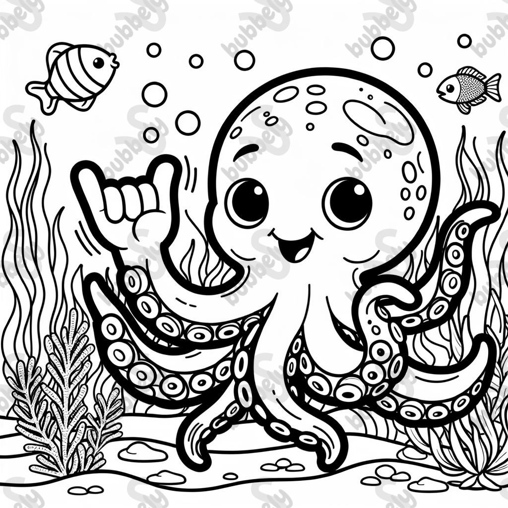 an octopus making the sign language sign for "sea"