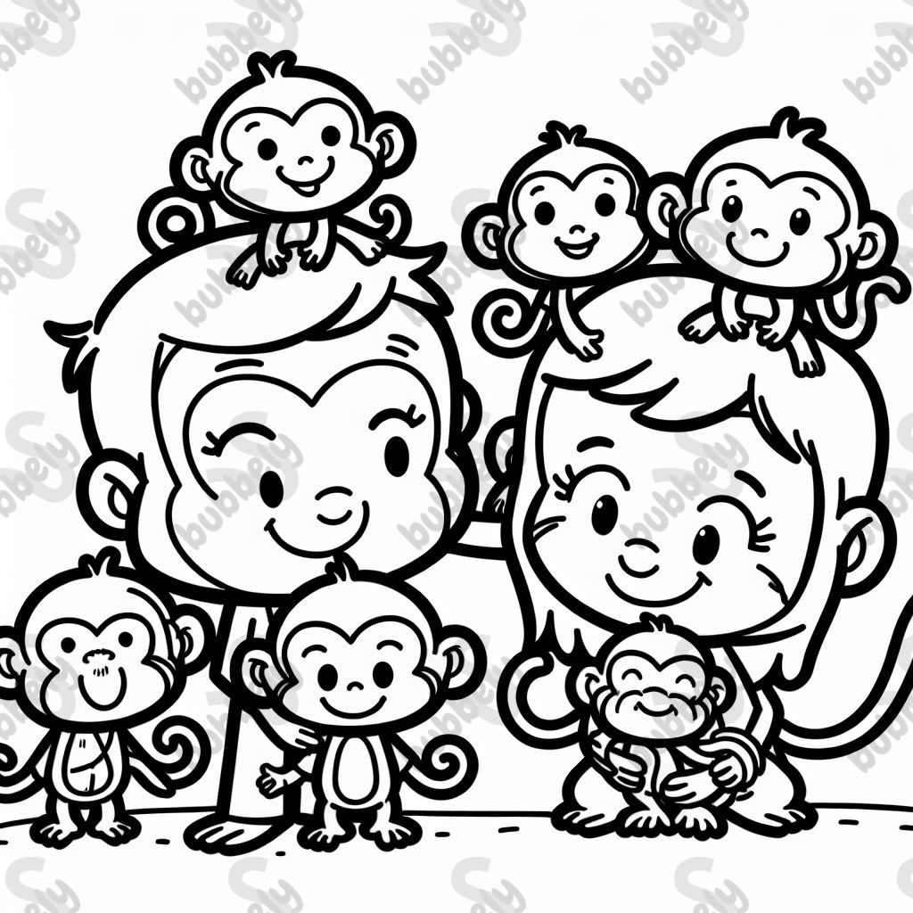 une famille de singes avec de nombreux singes