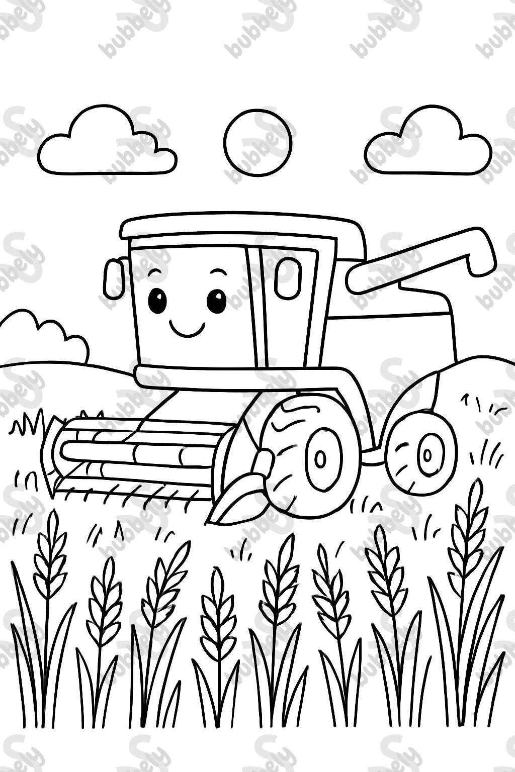 Colheitadeira no campo de trigo Colheitadeira no campo de trigo