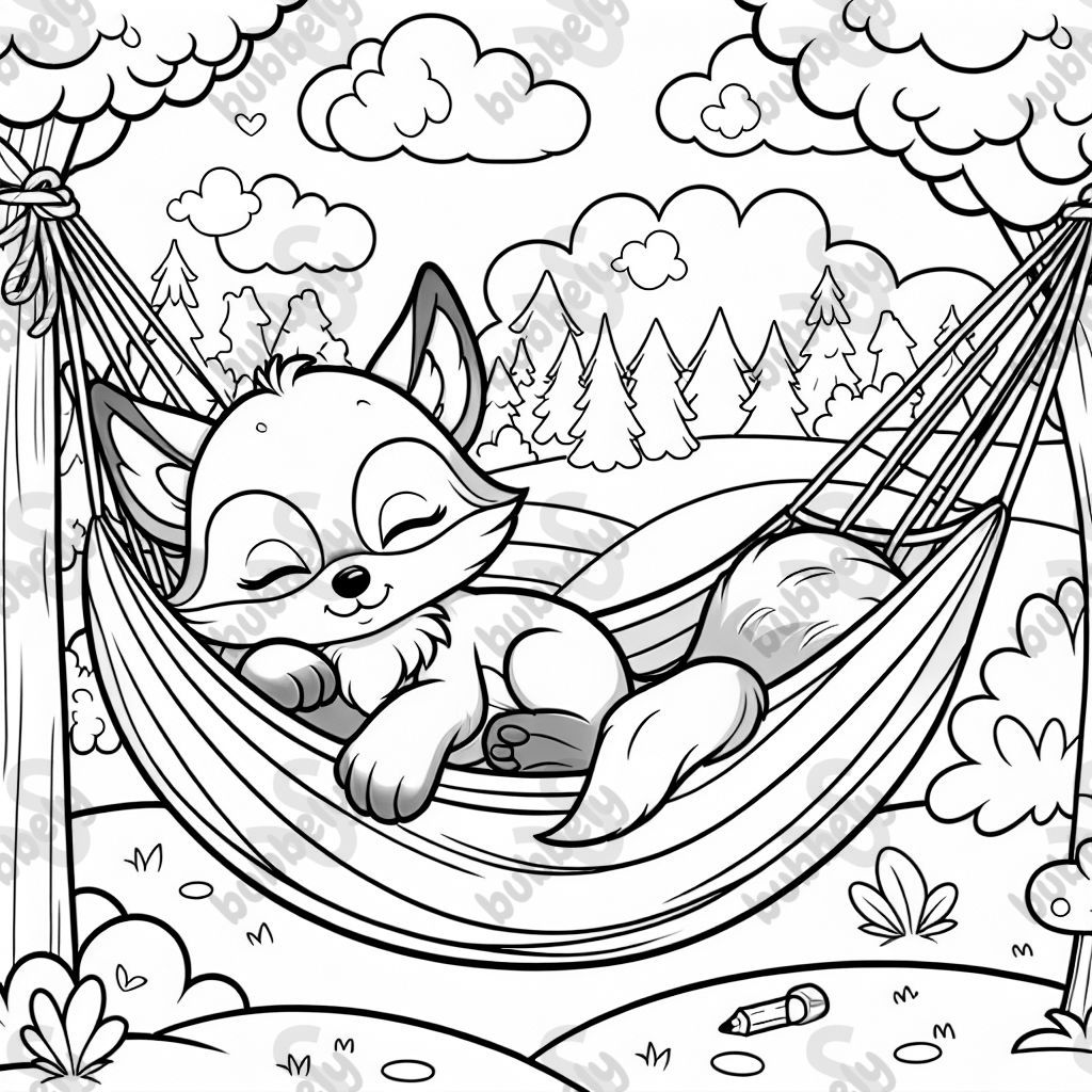 schlafendes Fuchsbaby in der Hängematte