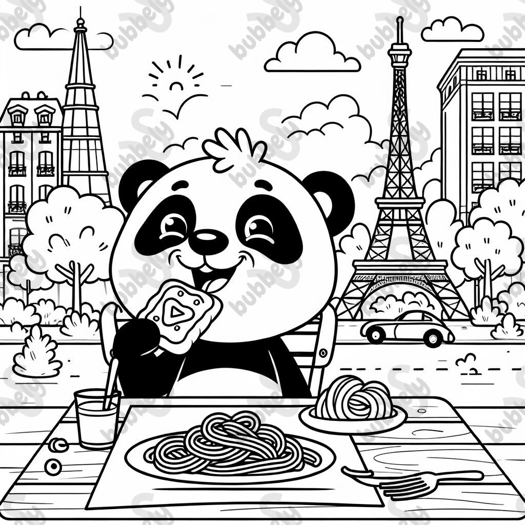 panda eating a poptart and pasta in paris 