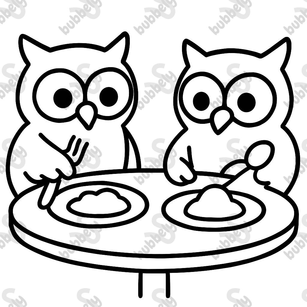 owls eating dinner