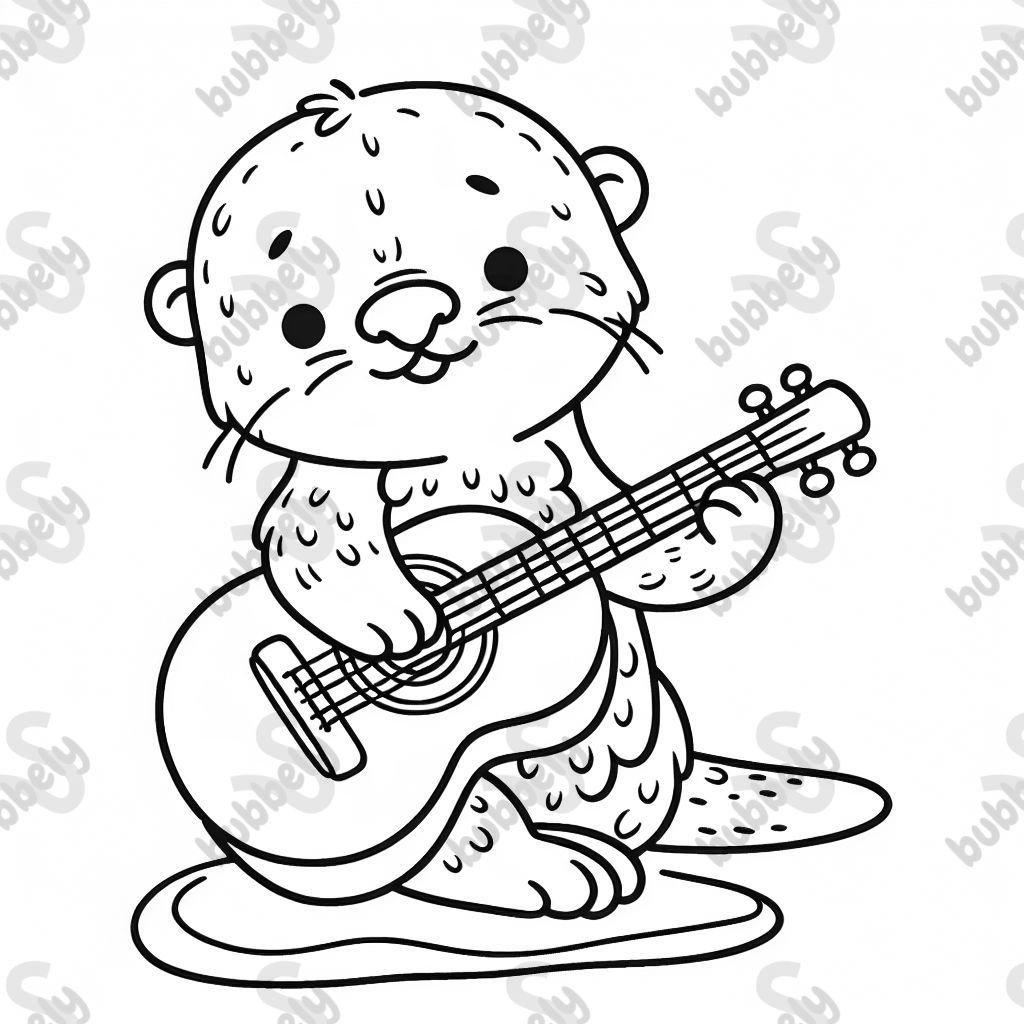 sea otter playing guitar