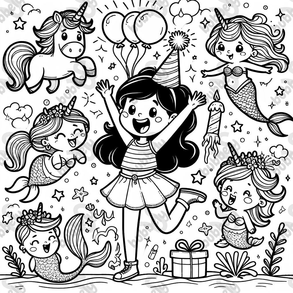 a birthday celebration for 8 years old girl who loves unicorn and mermaid